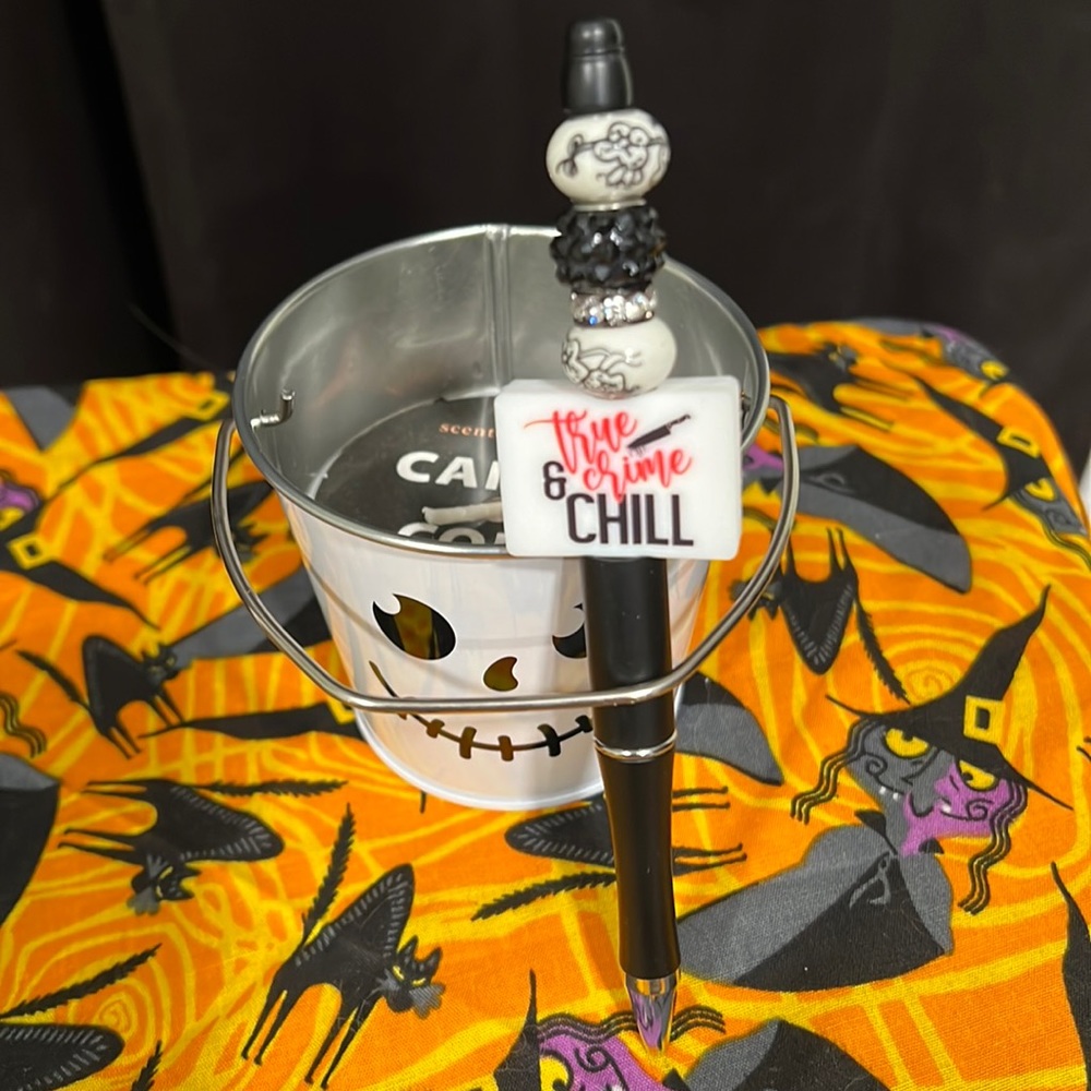 Handmade Beaded True Crime & Chill Pen